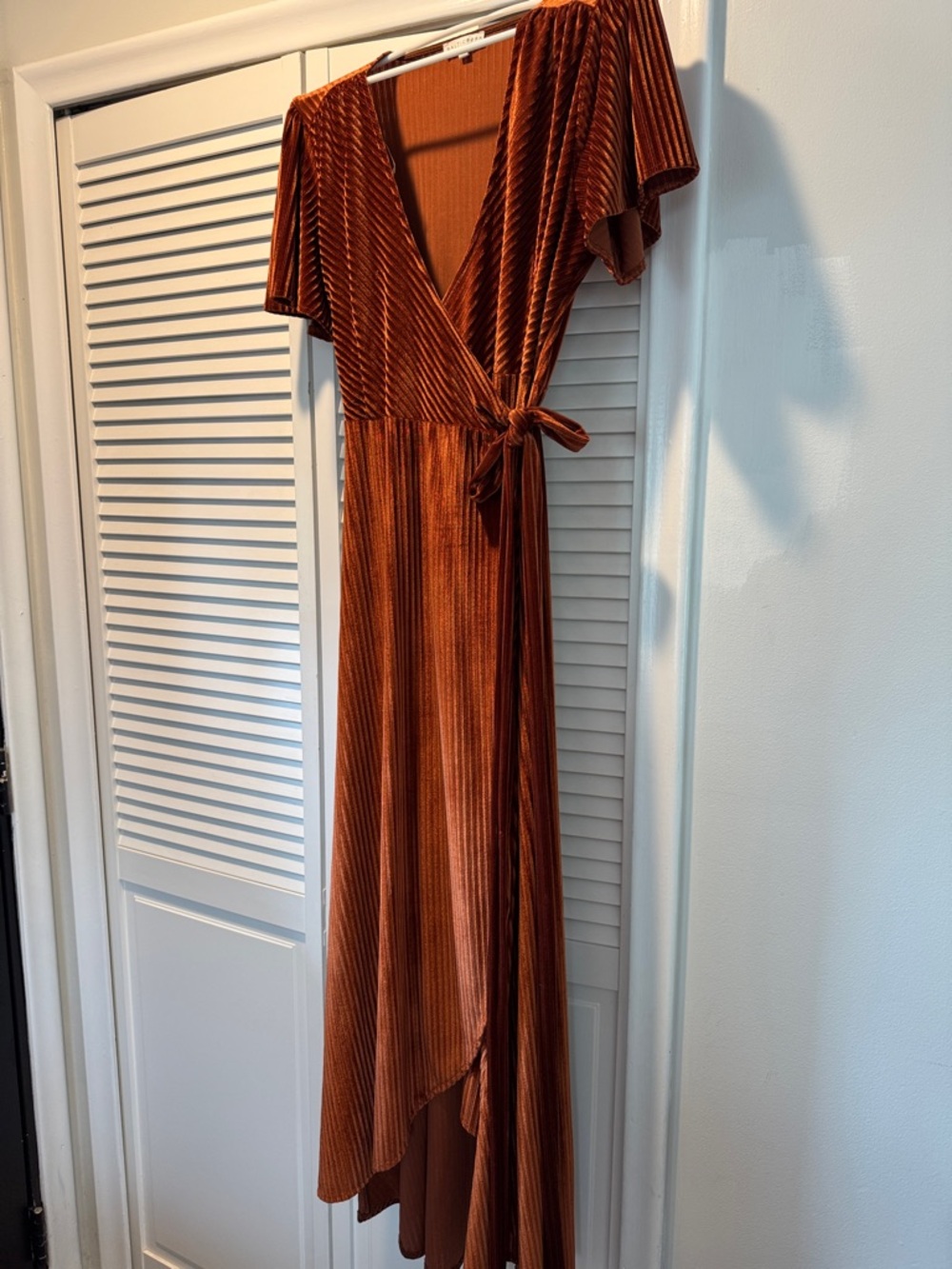 Baltic Born Copper Velvet Wrap High-Low Dress